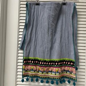 BLINK-london Gray Scarf with Colorful Tassels